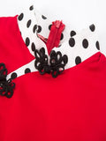 Unique Button Sleeveless Polka Dot Dress