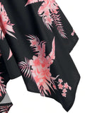 Fashion Plus Size Halter Floral Print Handkerchief Dress