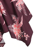 Fashion Plus Size Halter Floral Print Handkerchief Dress