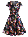 Glamorous Plus Size Floral Print Ruched Surplice Dress