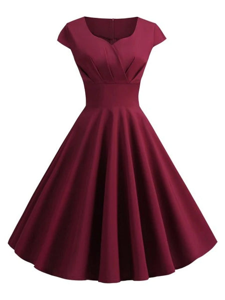 Fashion  Neck Vintage Fit and Flare Dress