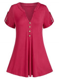 Graceful Curved Buttoned Casual Tunic Tee