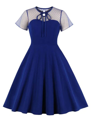 Fashion  Mesh Panel Keyhole Plus Size Dress