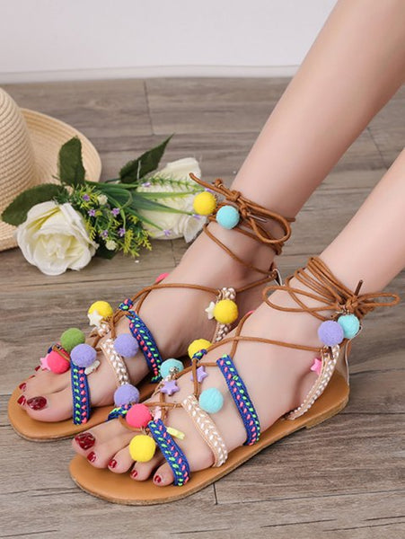 Classic Heel String Ethnic Sandals