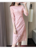 Round Neck Flare Sleeve Lace Dress