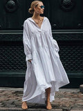 White Asymmetric Split-joint Lapel Collar Maxi Shirt dress