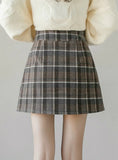 HIGH WAIST FEMALE PLAID MINI SKIRTS ASYMMETRICAL