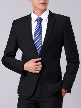  Formal Men's Work Suit with Solid Color