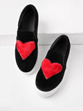 Fathion Heart Pattern Velvet Sneakers