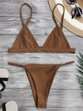 Spaghetti Straps Plunge String Bikini Set