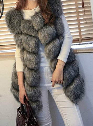 Fur Vest coat Luxury Faux Fox Warm Women Coat Vests 
