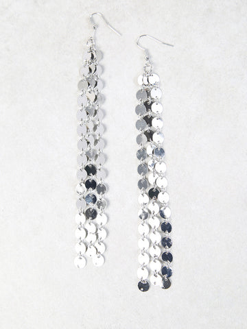 Fashion Circle Disc Drop Earrings SILVER