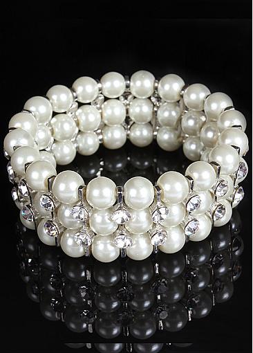 Trendy Bracelets With Rhinestones & Pearls Elegant Alloy 