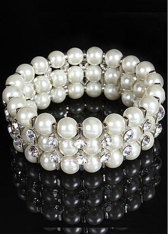 Trendy Bracelets With Rhinestones & Pearls Elegant Alloy 