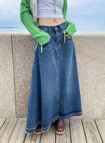 A Long Denim Skirt