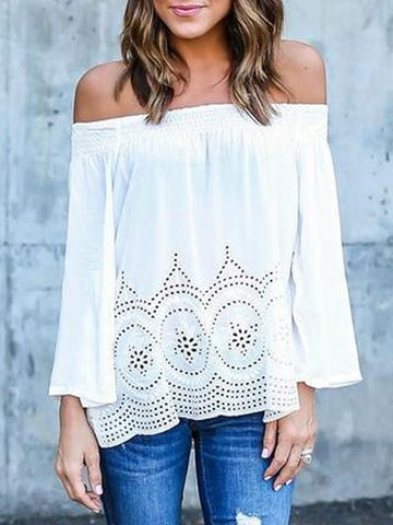 Stylish Off-the-shoulder Long Sleeves Blouse&shirt Tops