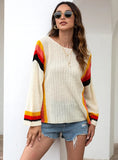 HOLLOW BEACH STITCHING KNIT RAINBOW SWEATER