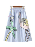 Waist Pockets Ladies Fashion Streetwear Mid-Calf Skirt