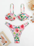 PRINTED SMALL CHEST GATHERED PRINTED SWIMSUIT