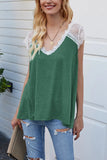 SPLICED LACE LOOSE VEST T-SHIRT