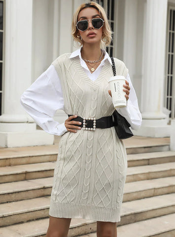 TWISTED SWEATER V-NECK SLEEVELESS KNITTED VEST