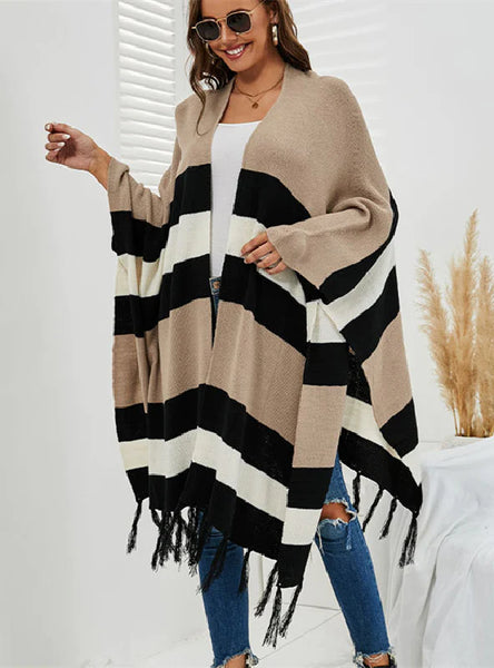 FRINGE SWEATER SHAWL COAT
