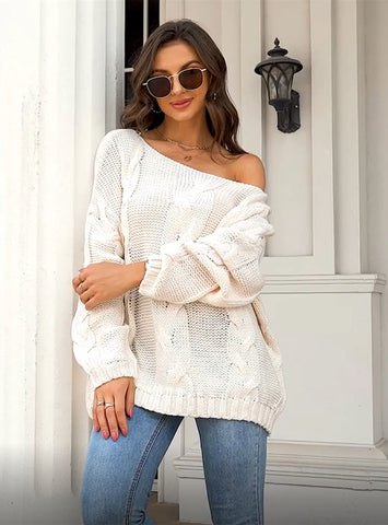 LOOSE ROUND NECK SOLID COLOR SWEATER