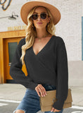 V-NECK LONG SLEEVE PULLOVER SWEATER