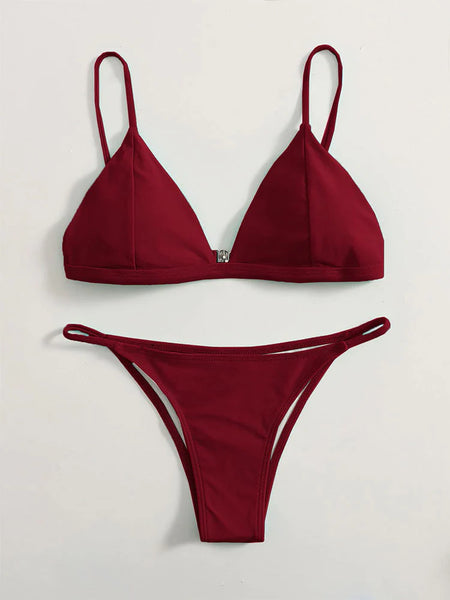 SEXY SOLID COLOR BACKLESS BIKINI