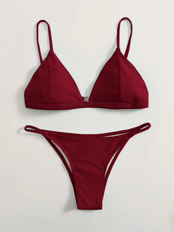 SEXY SOLID COLOR BACKLESS BIKINI
