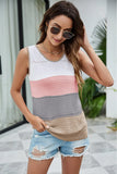 CONTRAST HOLLOW SLEEVELESS V-NECK VEST