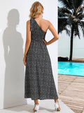 SEXY PRINTED FLORAL ONE-SHOULDER DRESS