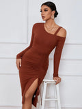 SPLIT LONG SLEEVE SEXY DRESS