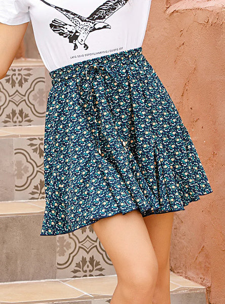 PRINTED HIGH WAIST FOLD SKIRT