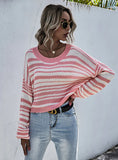 WOMEN'S SHORT STRIPED COLLAR SWEATER