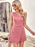 SOLID COLOR ONE-SHOULDER JUMPSUITS