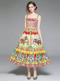 STRAP SWING VINTAGE PRINT DRESS