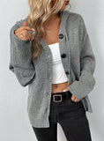 DRAWSTRING HOODED SINGLE-BREASTED SWEATER COAT