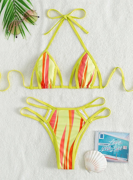 PRINTED HALTER SEXY SWIMSUIT