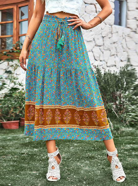 BOHEMIAN LEISURE HOLIDAY PRINT SKIRT