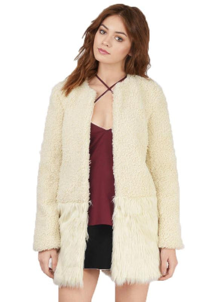 FAUX FUR CASUAL KEEP WARM COATS BUTTONS