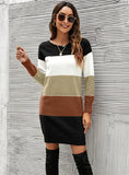 COLOR MATCHING LONG SWEATER DRESS