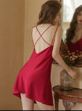 CROSS BACKLESS SEXY ICE SILK DRESS