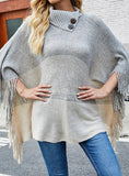 FRINGE KNITTED SWEATER CAPE SHAWL