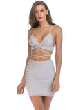 NIGHTCLUB V-NECK SUSPENDER PLAID DRESS