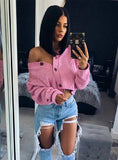 WOMEN CROPPED CARDIGAN SWEATER FALL KNITWEAR