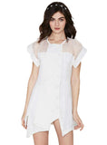 WHITE O-NECK FEMALE CHIFFON CASUAL PARTY DRESSES