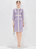 PURPLE SHIRT LONG SLEEVE LACE DRESS