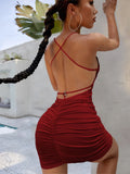 SEXY NIGHTCLUB V-NECK STRAPS DRESS