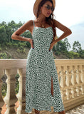WOMEN SPLIT SLING FLORAL DRESS